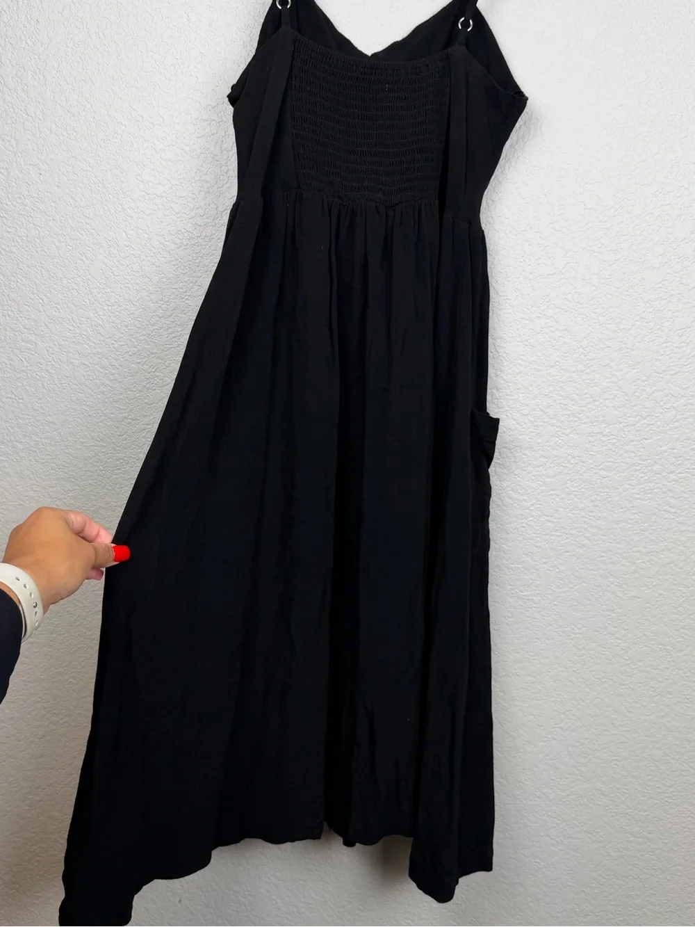 Good Luck Gem Black Button Front Midi Dress Size M Spaghetti Strap Boho
